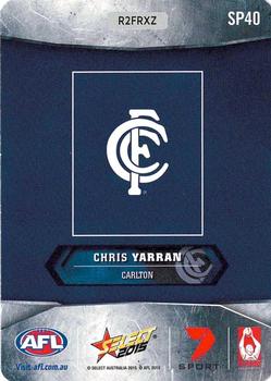 2015 Select AFL Champions - Silver #SP40 Chris Yarran Back